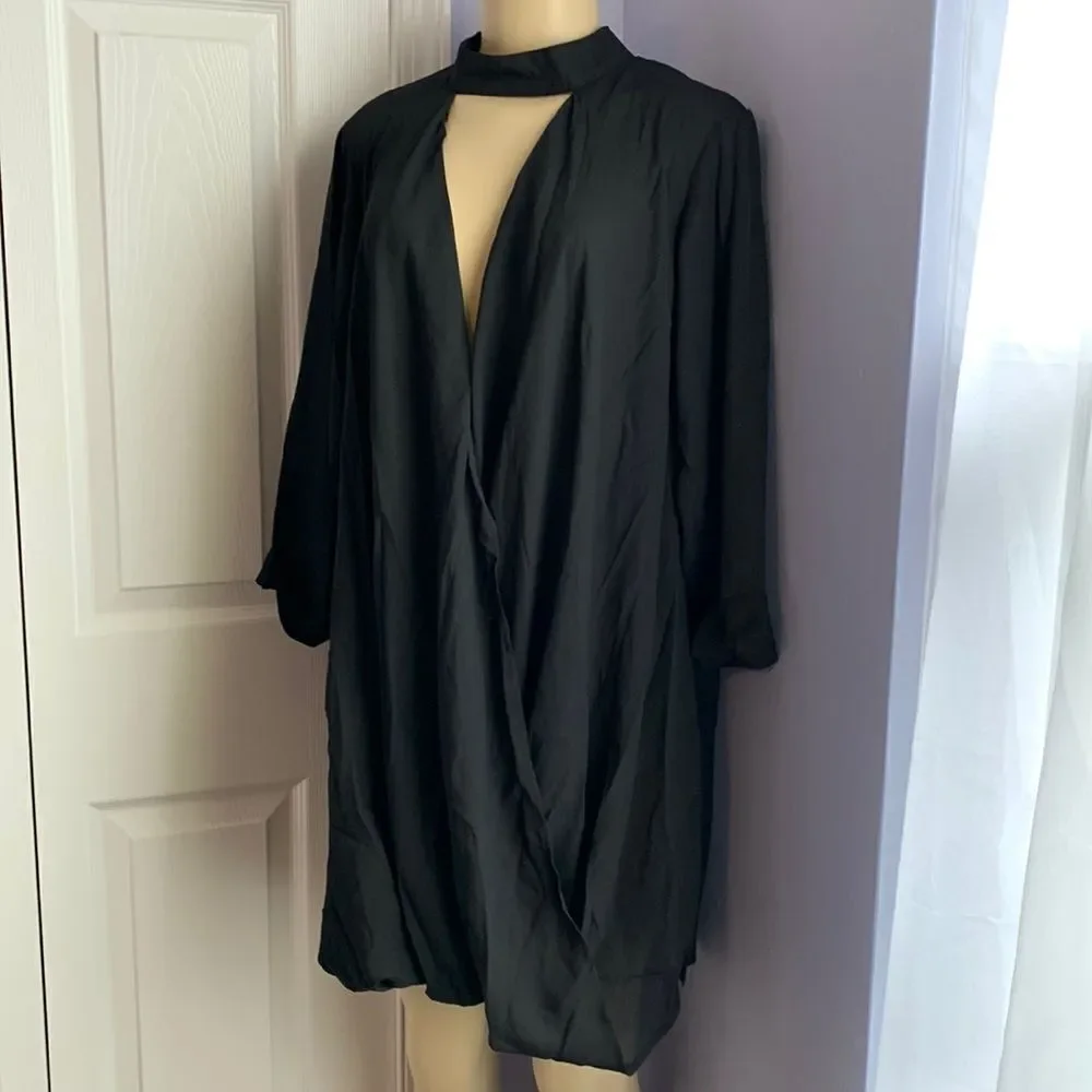 Designer Black Sheer Swimwear Cover Up Dress XS Black